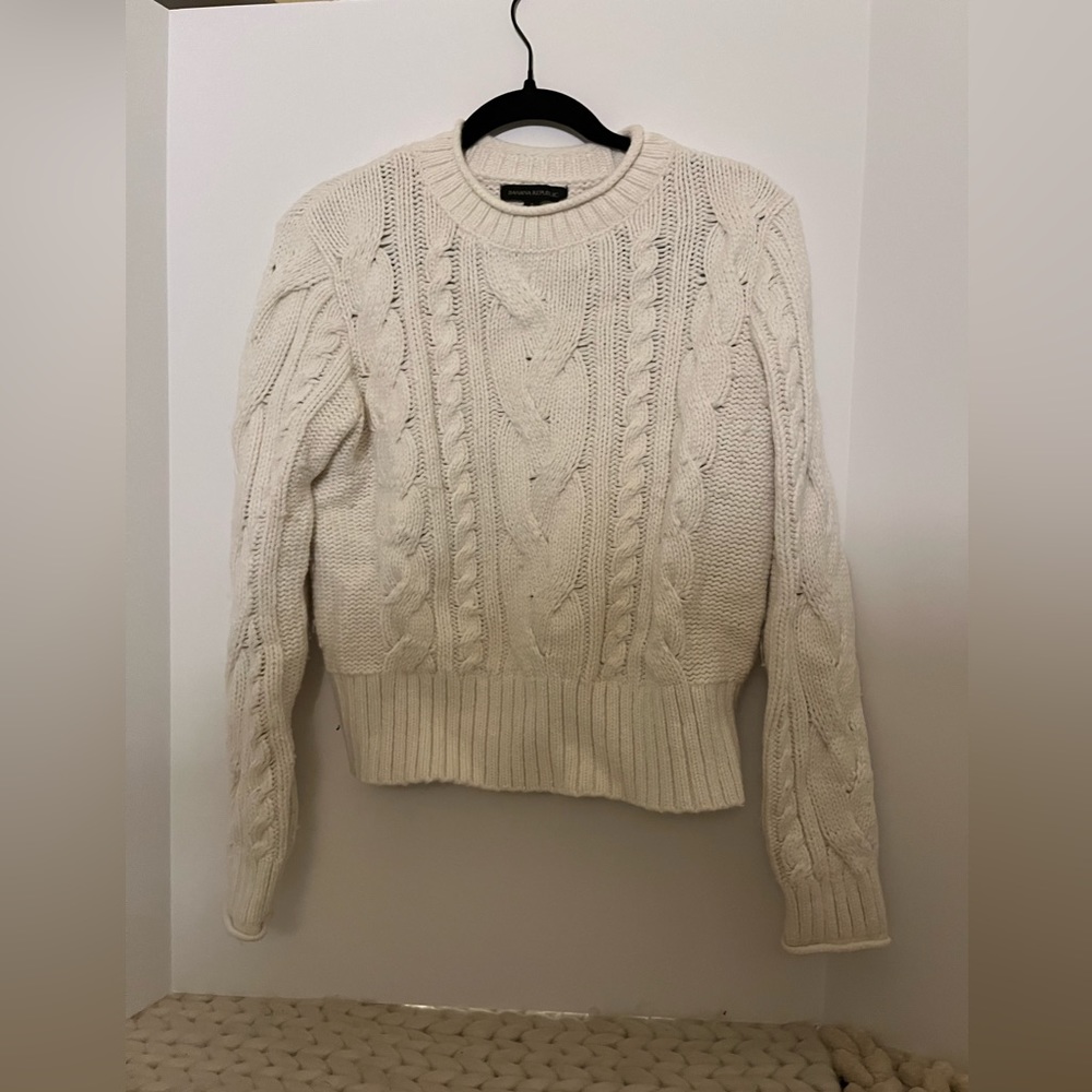 WHITE KNIT PULLOVER CARDIGAN